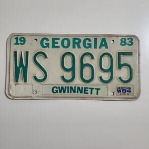 Vintage 1983 Georgia License Plate Automotive Collectible Gwinnett County